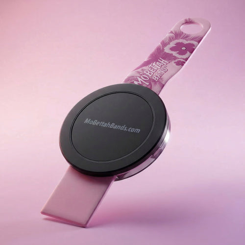Back view of pink Mo'bettah Airplane Phone Holder for MagSafe compatible iPhone